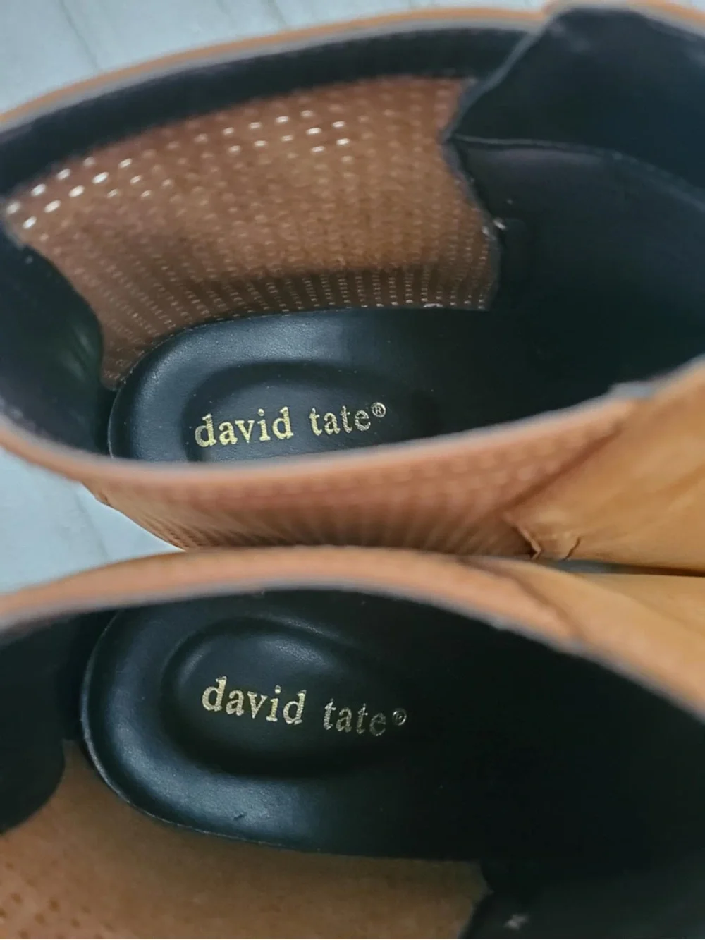 David Tate Kaci Womens Brown Leather Ankle Boots Stacked Heel